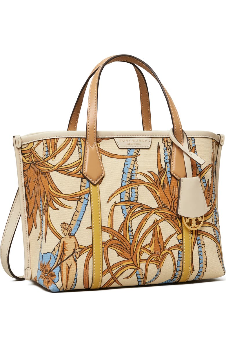 Tory Burch Perry Print Canvas Small Triple Compartment Tote, Alternate, color,