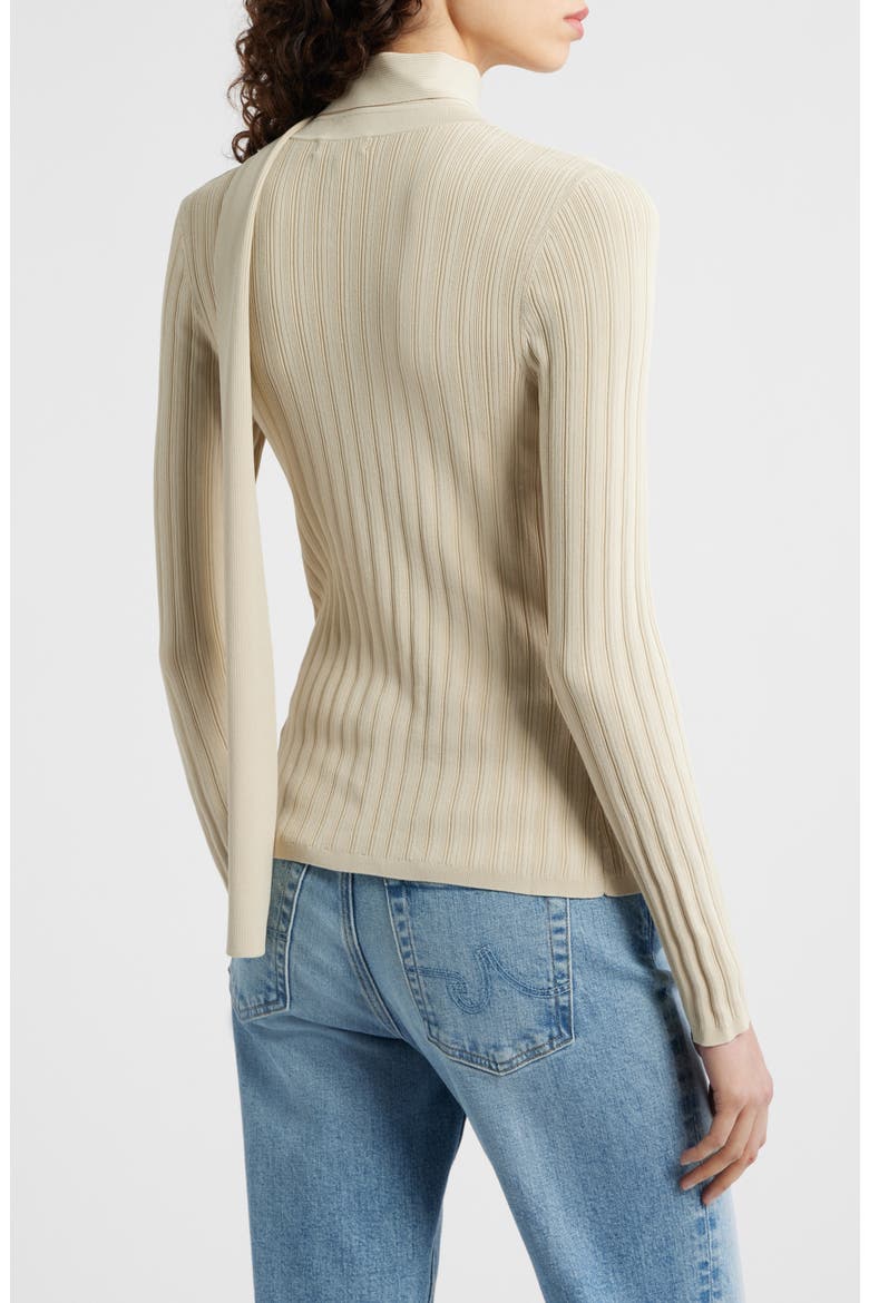 Gianna Tie Neck Rib Sweater, Alternate, color, BEIGE