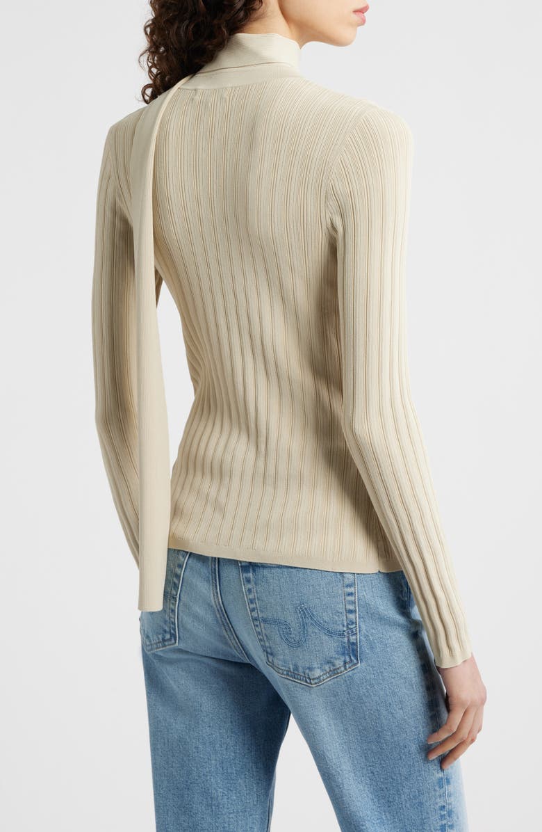rag & bone Gianna Tie Neck Rib Sweater, Alternate, color, Beige