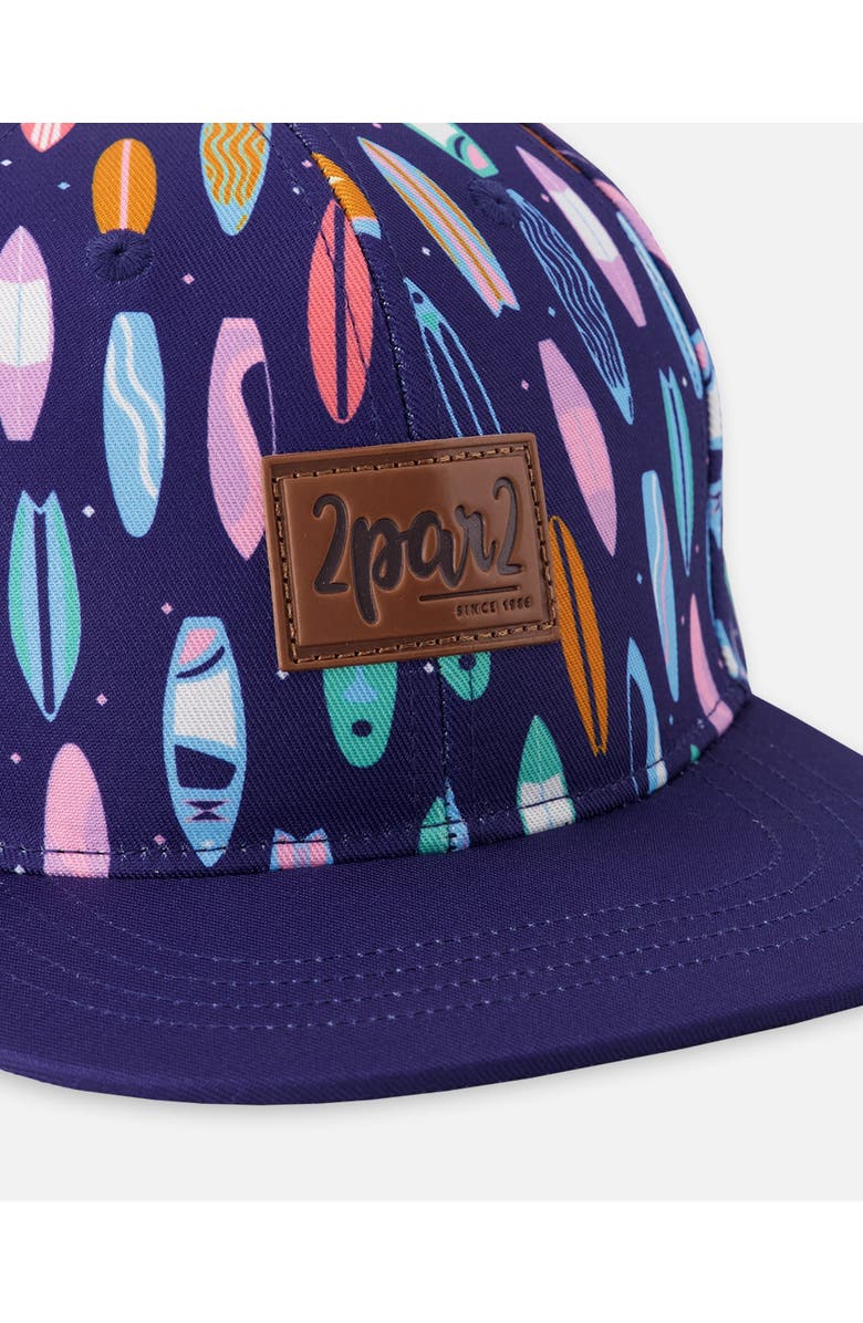 Deux par Deux Flat Brim Surfboard Print Cap, Alternate, color, Blue Printed Surfboards