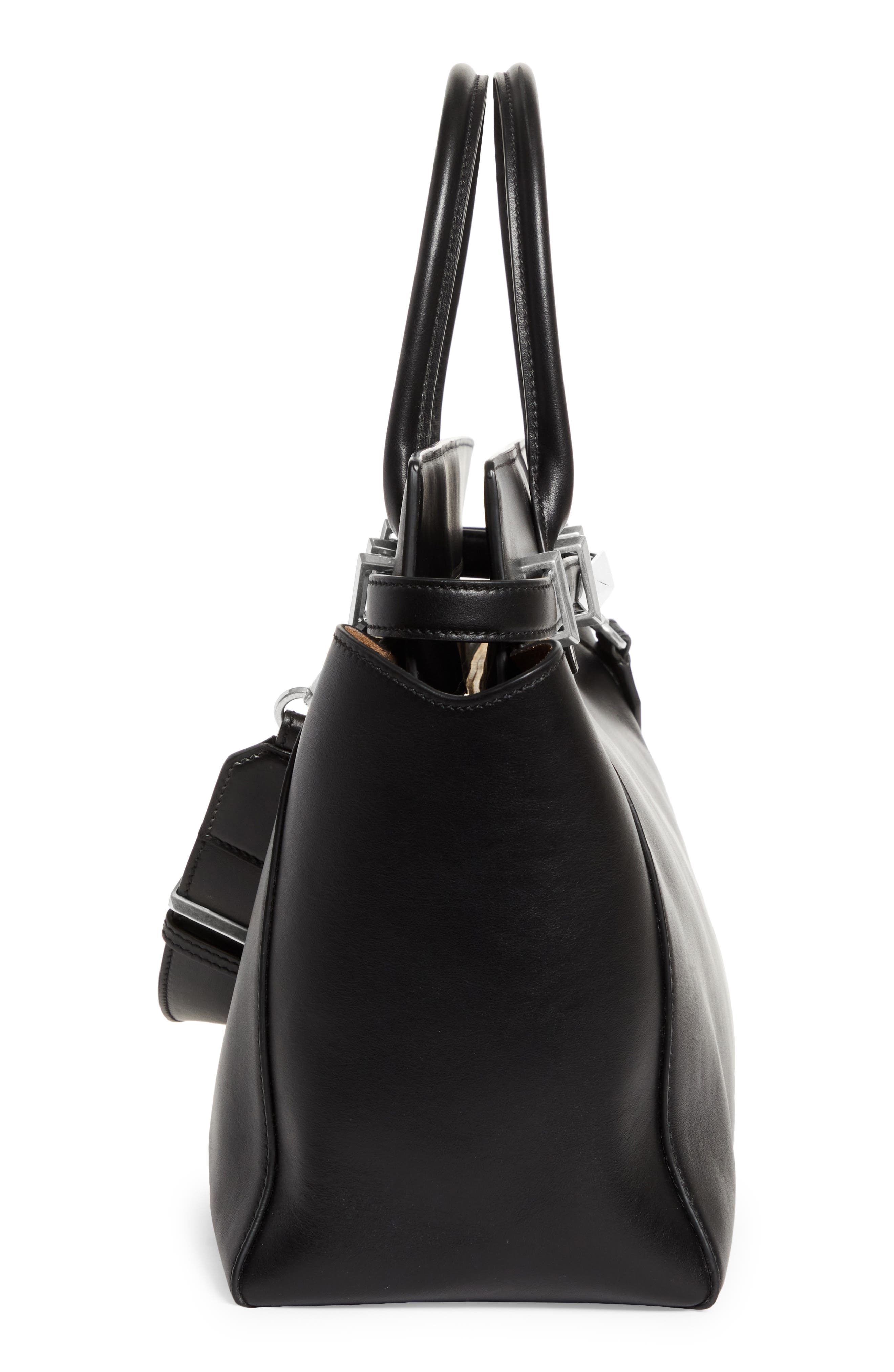 Jimmy Choo Medium Diamond Leather Belted Tote, Alternate, color, Black/ Antique Silver