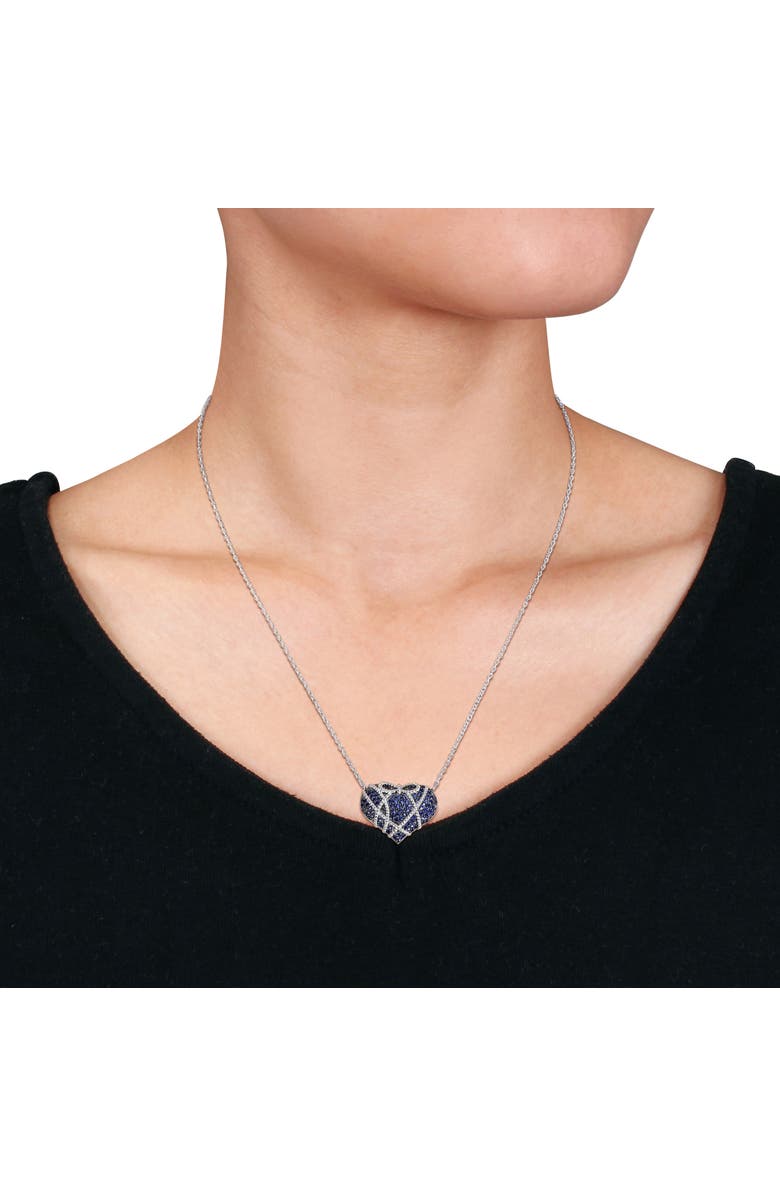 Julianna B. Lab-Created Sapphire Heart Necklace Sterling Silver, Alternate, color, Created Sapphire