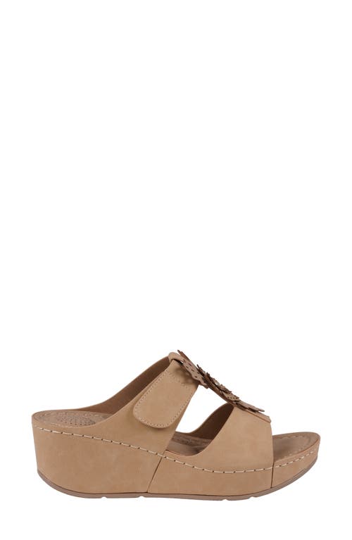 Gc Shoes Talia Flower Wedge Sandal In Tan