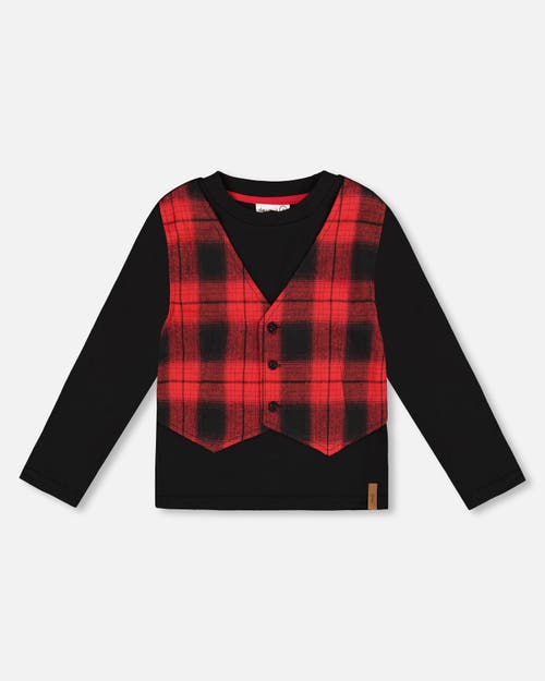 Deux Par Deux T-shirt With Plaid Vest In Black