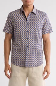 14th & Union Short Sleeve Cotton Seersucker Button-Up Shirt