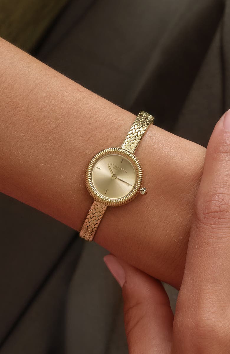 Olivia Burton Finery Mesh Strap Watch, 20mm, Alternate, color, Gold