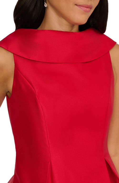 Adrianna Papell Roll Neck Mikado Fit & Flare Dress In Red