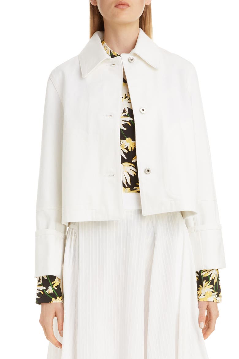 Crop Denim Jacket, Main, color, WHITE