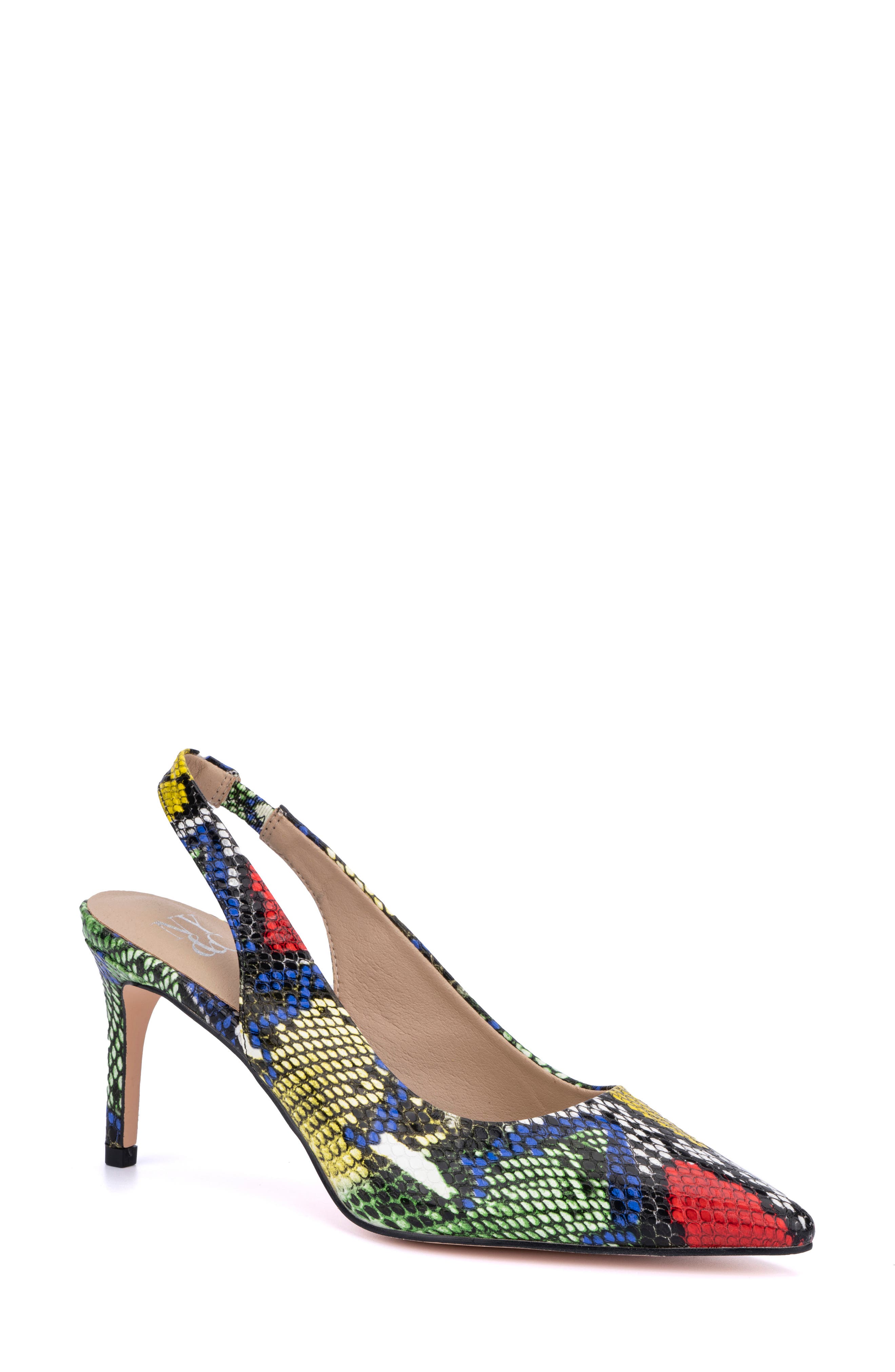 NEW YORK AND COMPANY Steph Snake Embossed Pointed Toe Slingback Pump, Main, color, 
