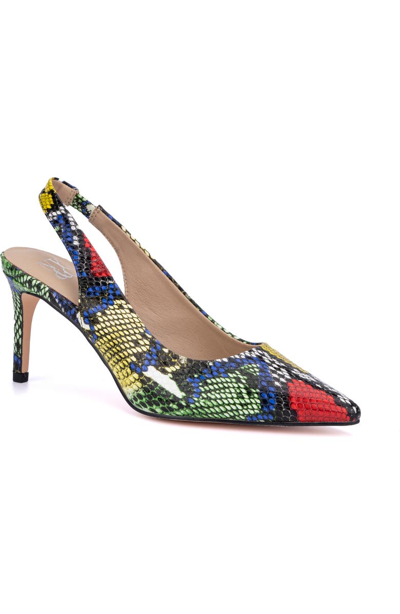 NEW YORK AND COMPANY Steph Snake Embossed Pointed Toe Slingback Pump, Main, color,