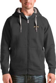ANTIGUA Men's Antigua Charcoal New Orleans Saints Victory Full-Zip Hoodie