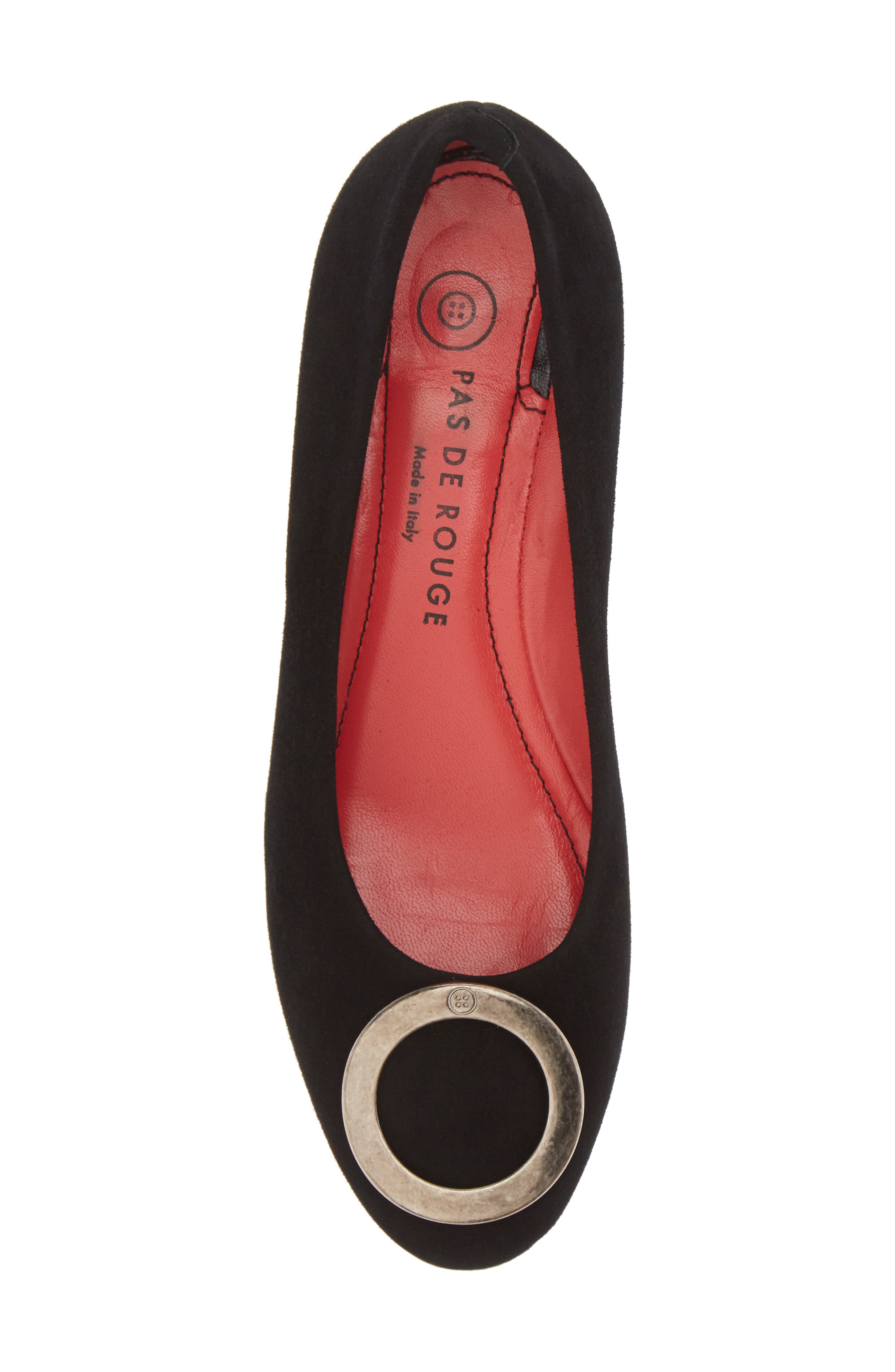 Daria Embellished Flat, Alternate, color, BLACK SUEDE/ LEATHER