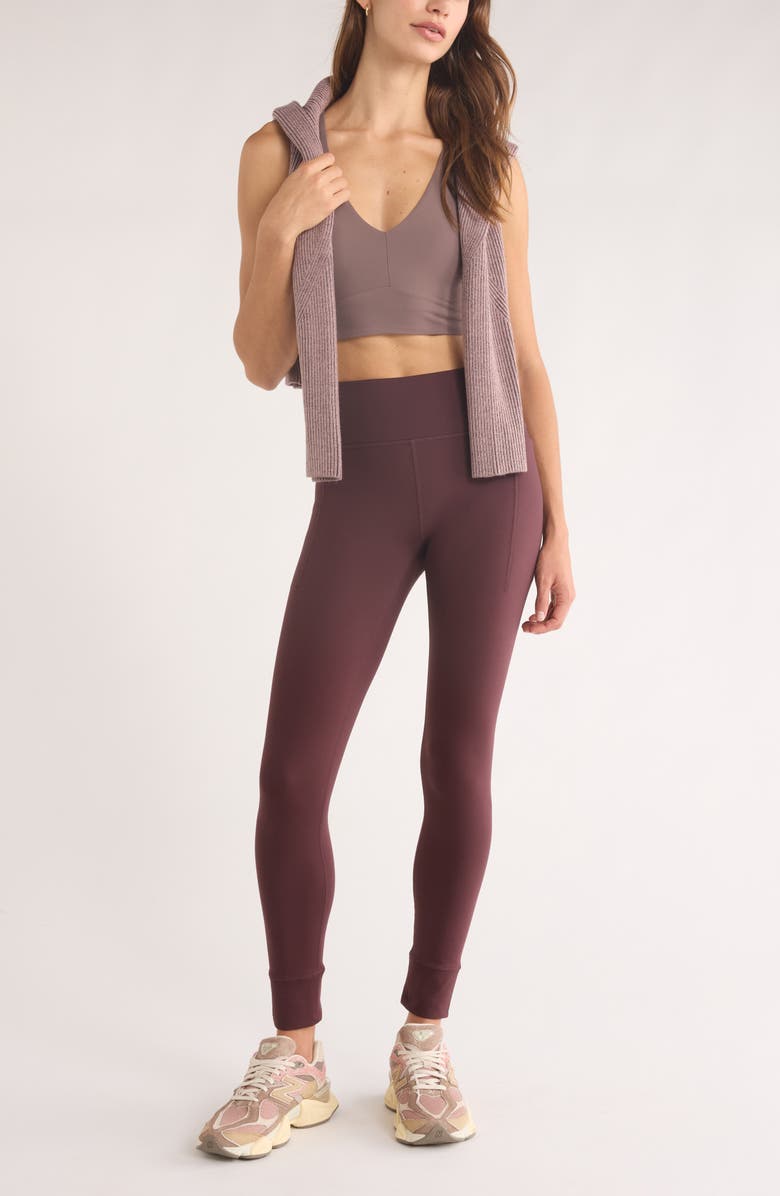 Zella Cozy Tech Pocket Leggings, Alternate, color, Burgundy Fudge