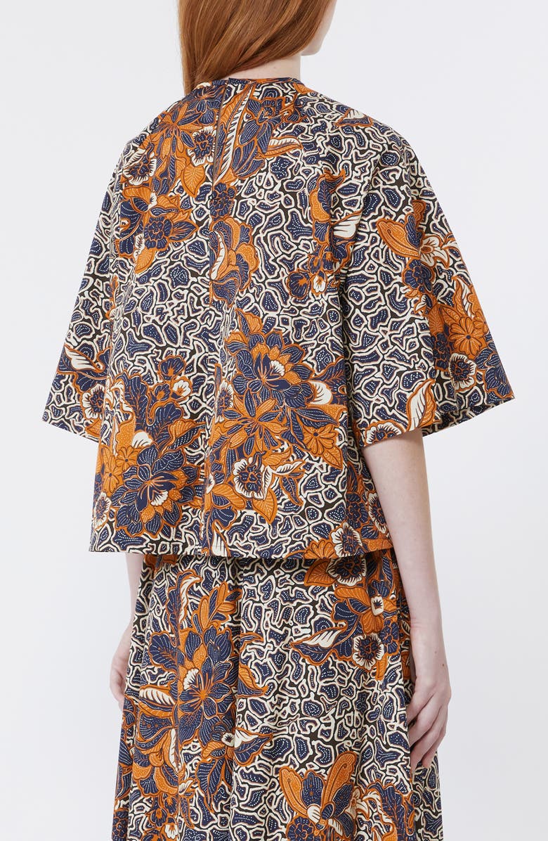 Weekend Max Mara Quaglia Floral Cotton Top, Alternate, color, Navy