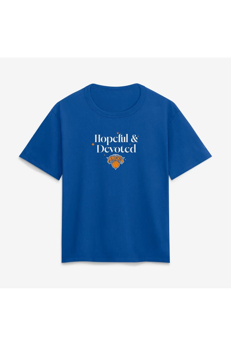 Women's Fanatics Blue New York Knicks Hopeful & Devoted Legacy Cotton T-Shirt, Main, color, Blue