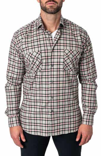 Maceoo Plaid Embroidered Cotton Flannel Button-Up Shirt
