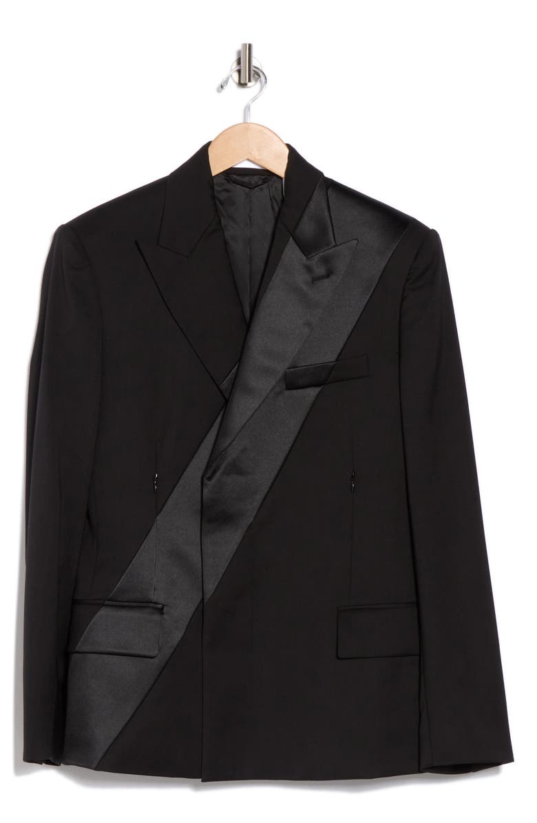 Helmut Lang Tux Satin Stripe Blazer, Alternate, color, Black