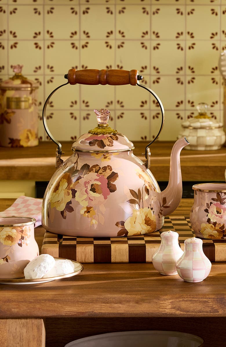 MACKENZIE CHILDS Wild Rose Mauve 3-Quart Tea Kettle, Alternate, color, Mauve