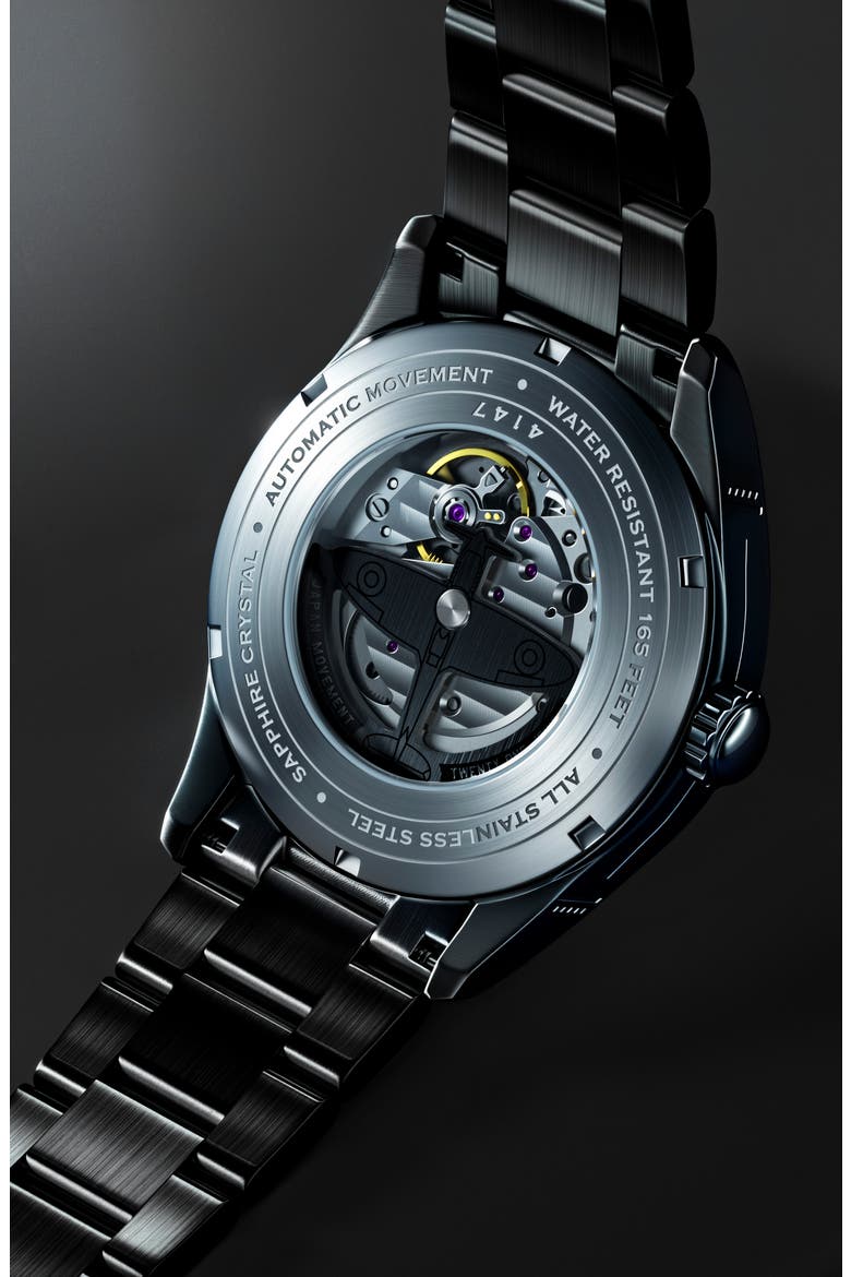 Spitfire Type 300 Eclipse Automatic Bracelet Watch, 42mm, Alternate, color, BLACK/ BLACK