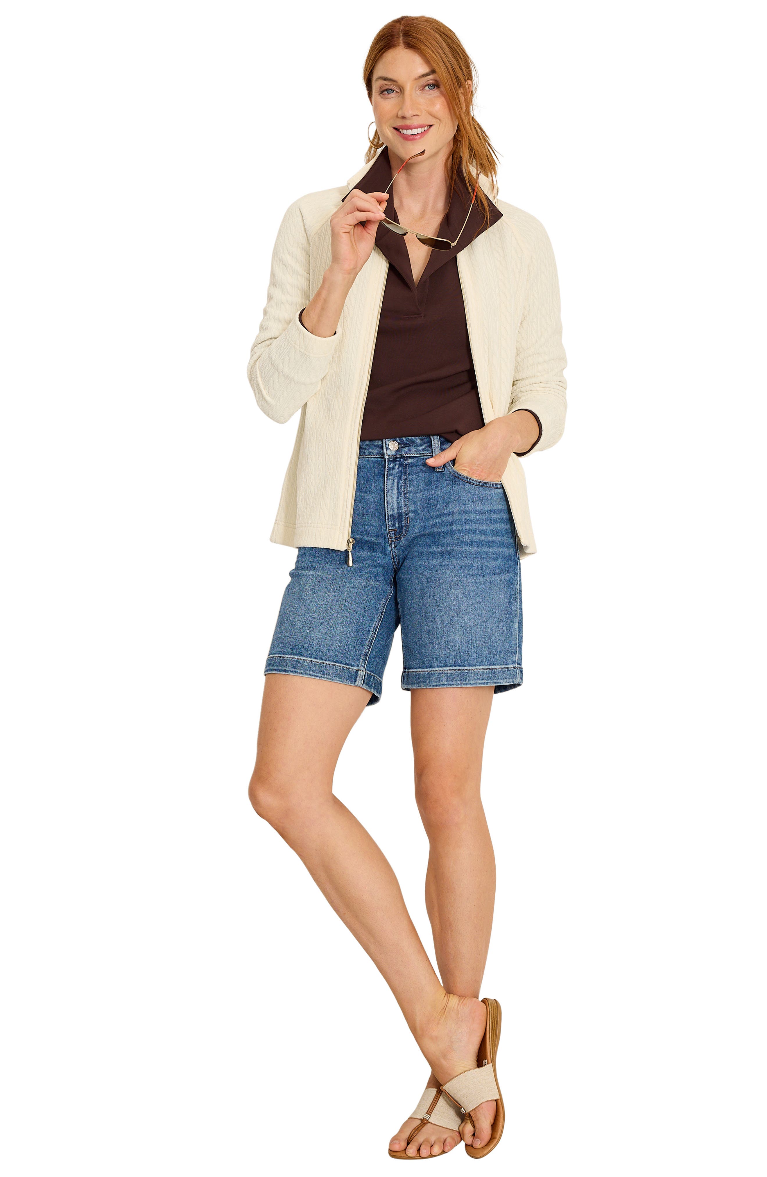 Tommy Bahama Aruba Cozy Cable Full Zip Sweatshirt (Women) | Nordstrom