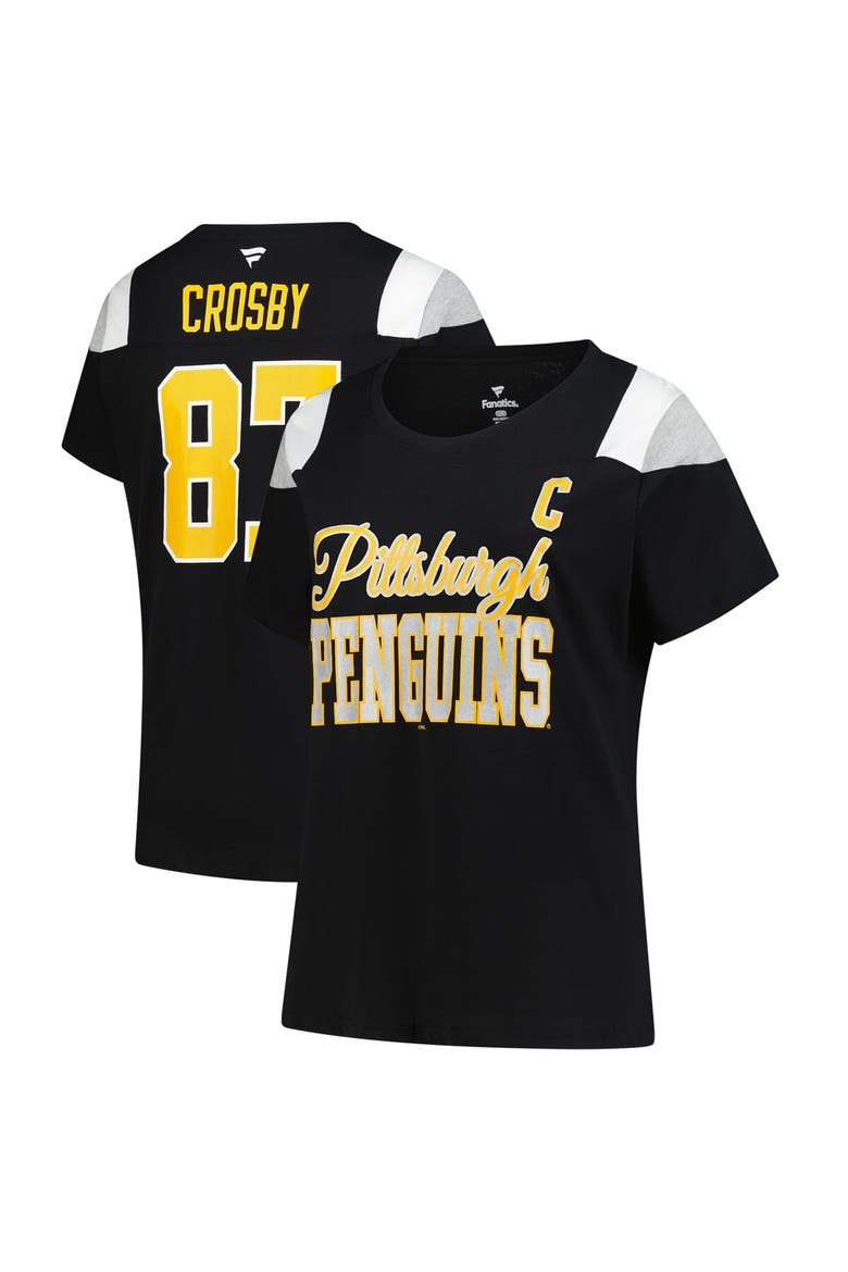Women's Fanatics Sidney Crosby Black Pittsburgh Penguins Plus Size Name & Number Scoop Neck T-Shirt, Main, color, Black