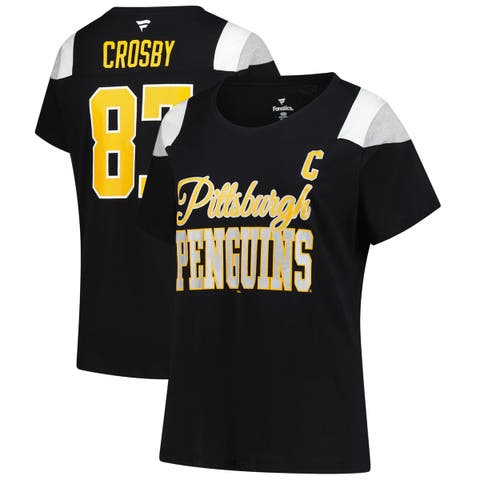 Women's Fanatics Sidney Crosby Black Pittsburgh Penguins Plus Size Name & Number Scoop Neck T-Shirt