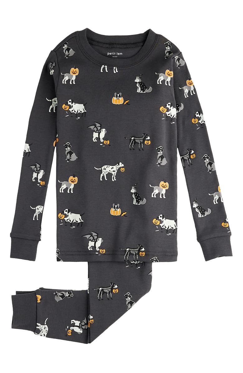 FIRSTS by Petit Lem Howl-Oween Glow in the Dark Fitted Two Piece Pajamas, Main, color,