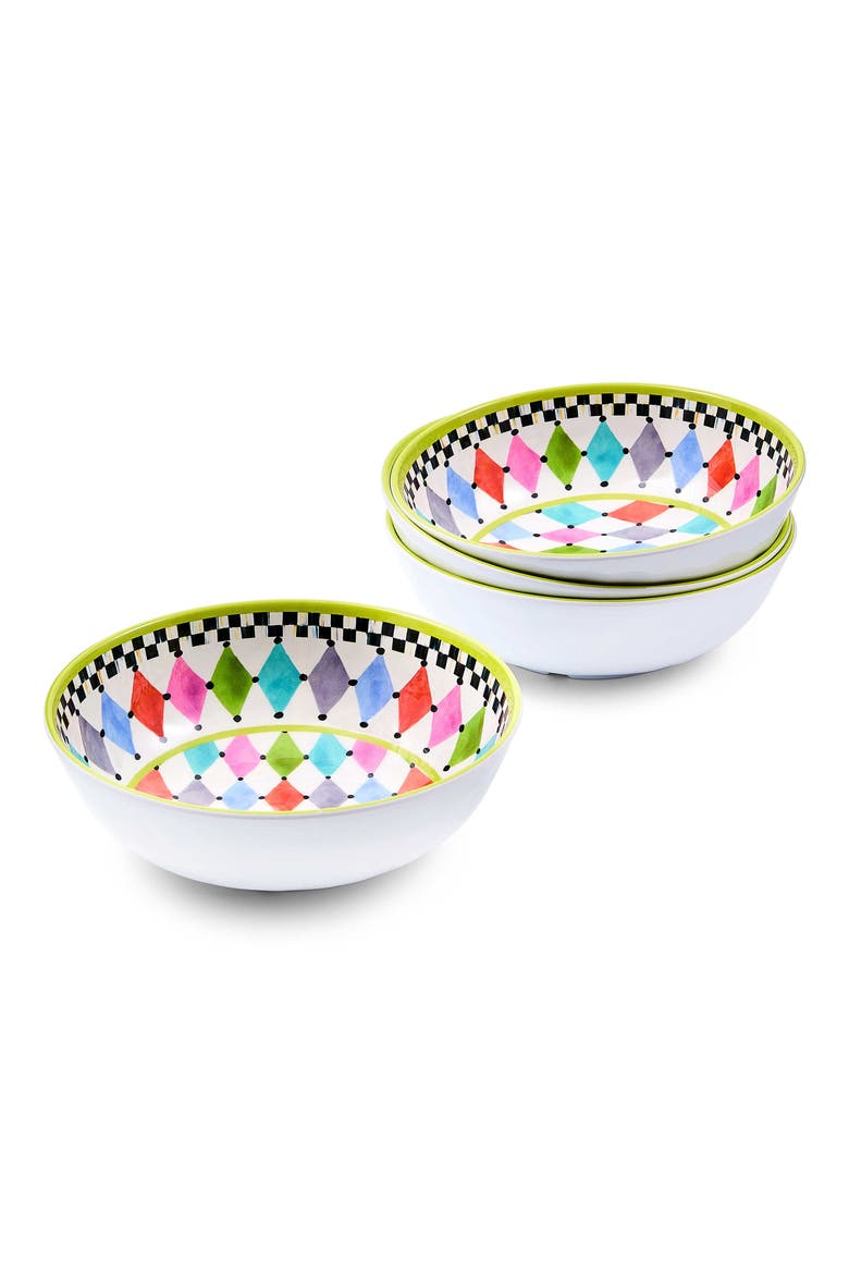 Palm Springs Set of 4 Melamine Bowls, Main, color, WHITE MULTI