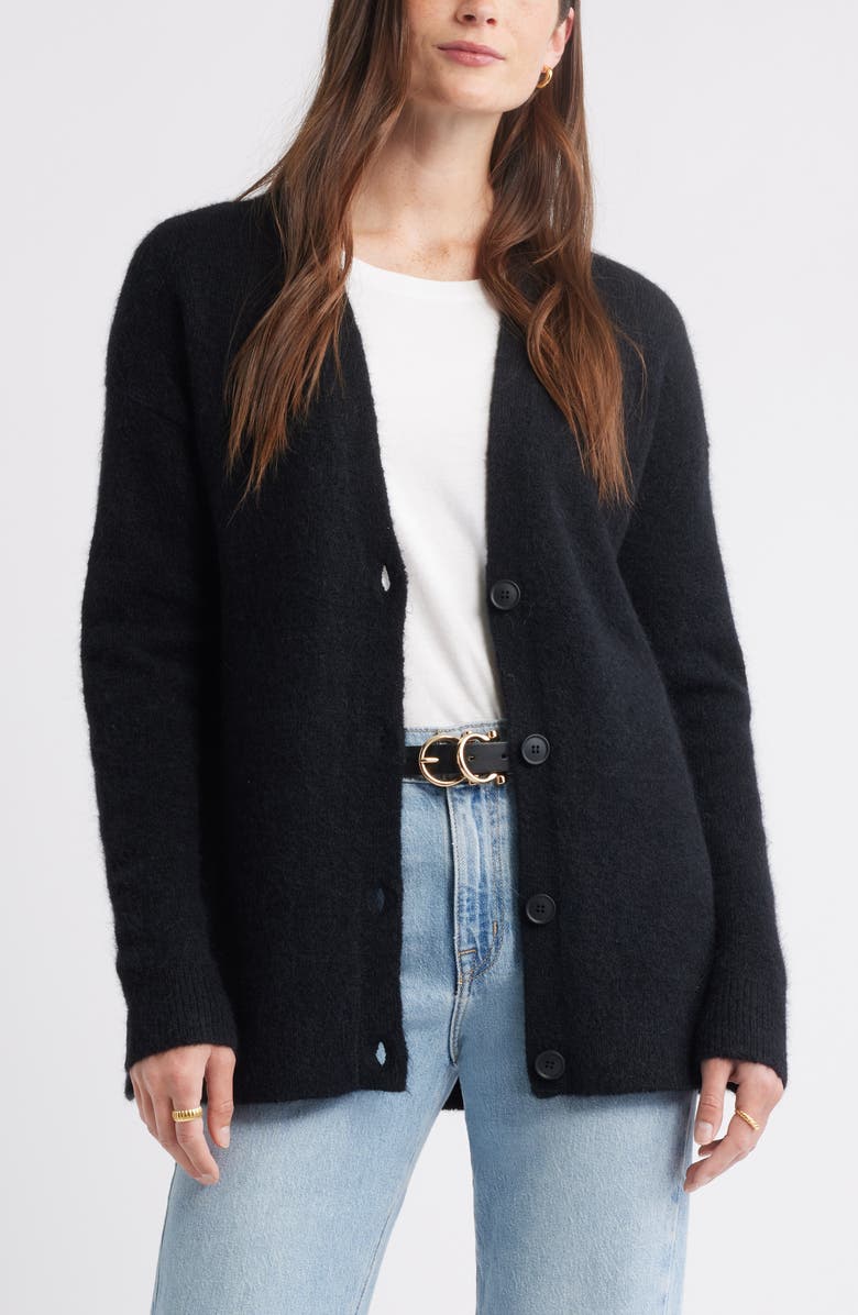 Caslon<sup>®</sup> Alpaca Blend Cardigan, Main, color, Black