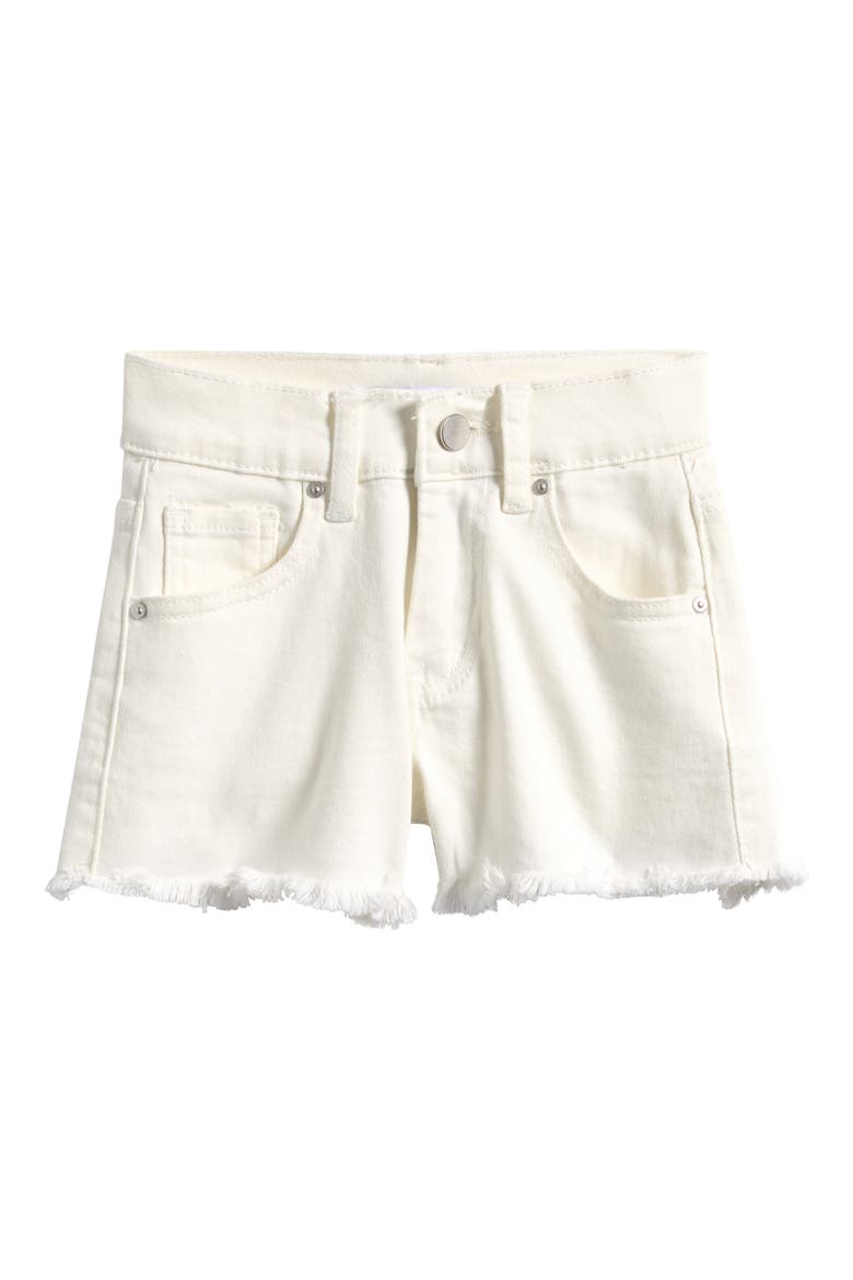 Kids' Frayed Hem Denim Shorts, Main, color, WHITE