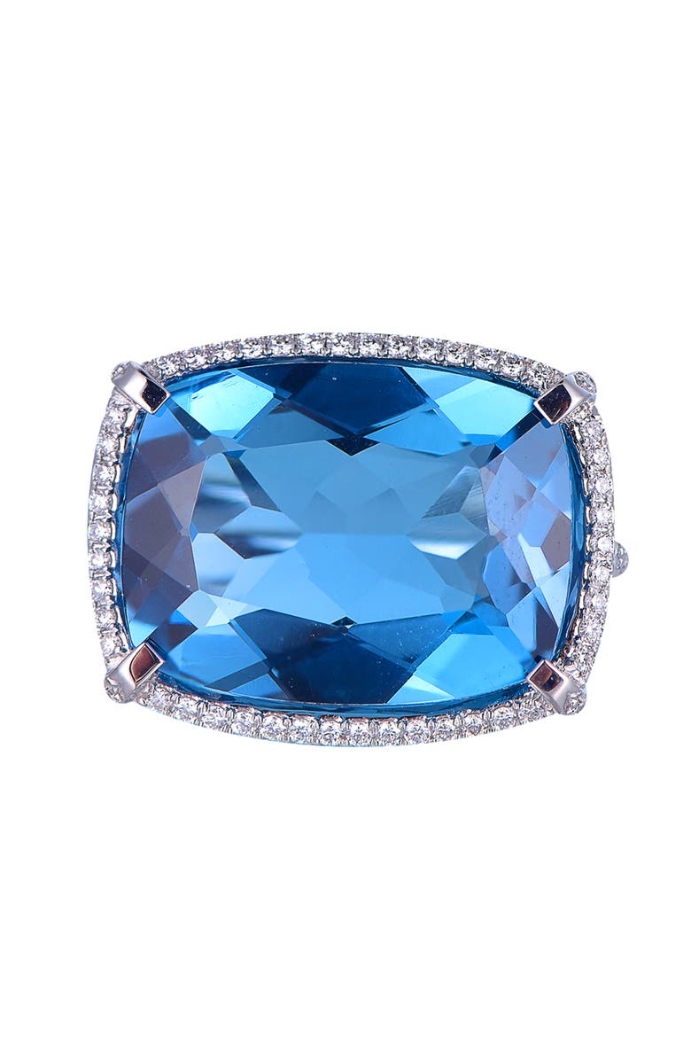 London Blue Topaz Ring with Diamonds, Alternate, color, London Blue