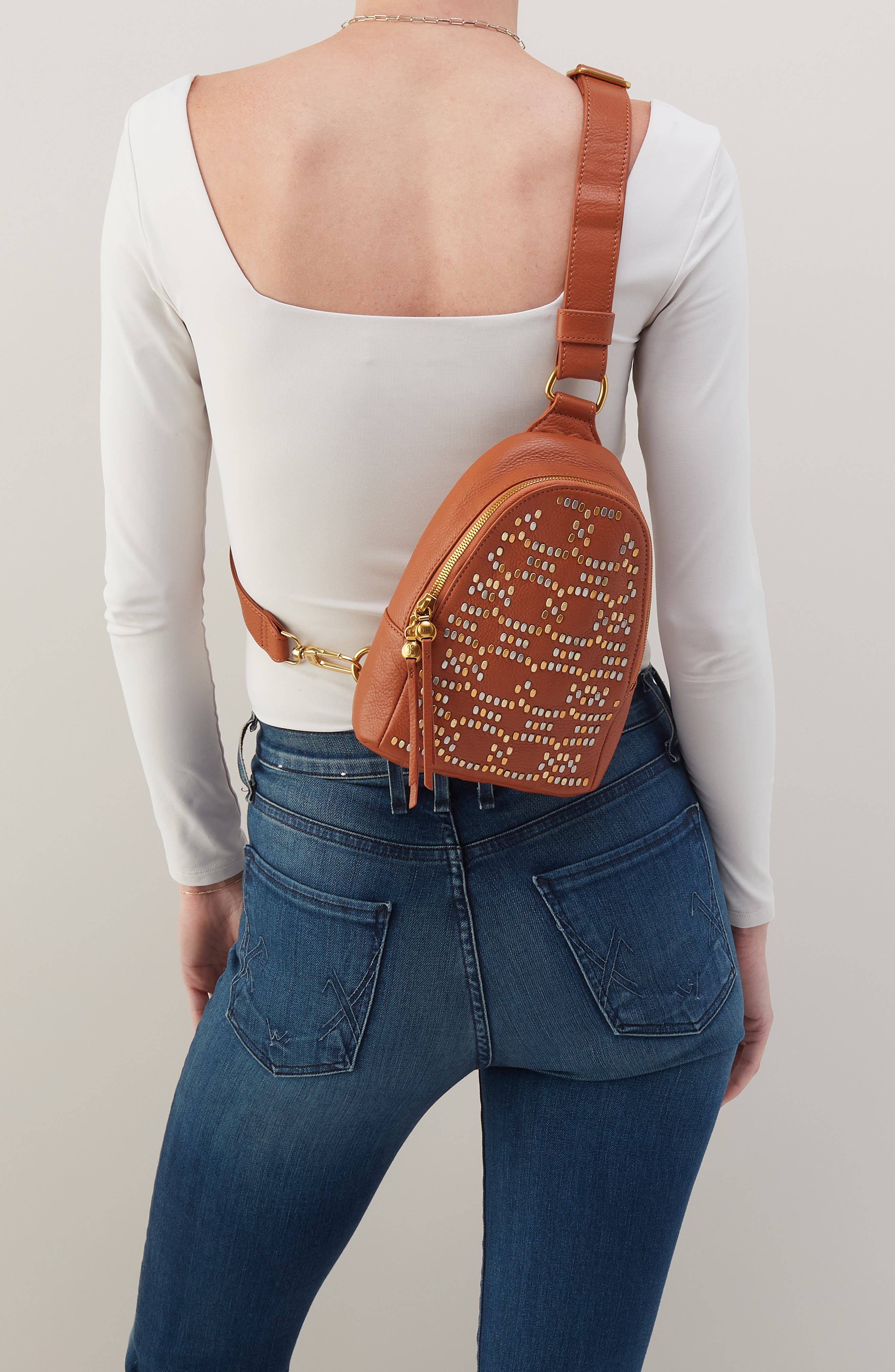 HOBO Fern Leather Sling Bag, Alternate, color, Warm Honey