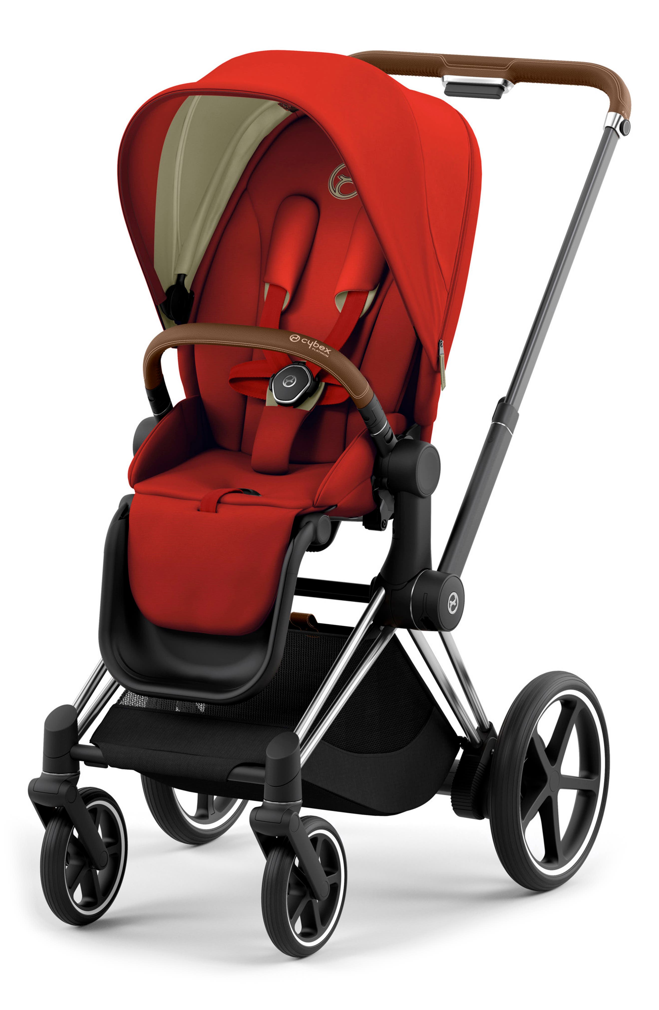 CYBEX e-PRIAM 2 Electronic Smart Stroller with Chrome/Brown Frame in Autumn Gold 