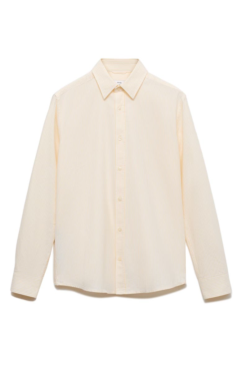 MANGO Regular Fit Stripe Cotton Button-Up Shirt, Alternate, color, Yellow