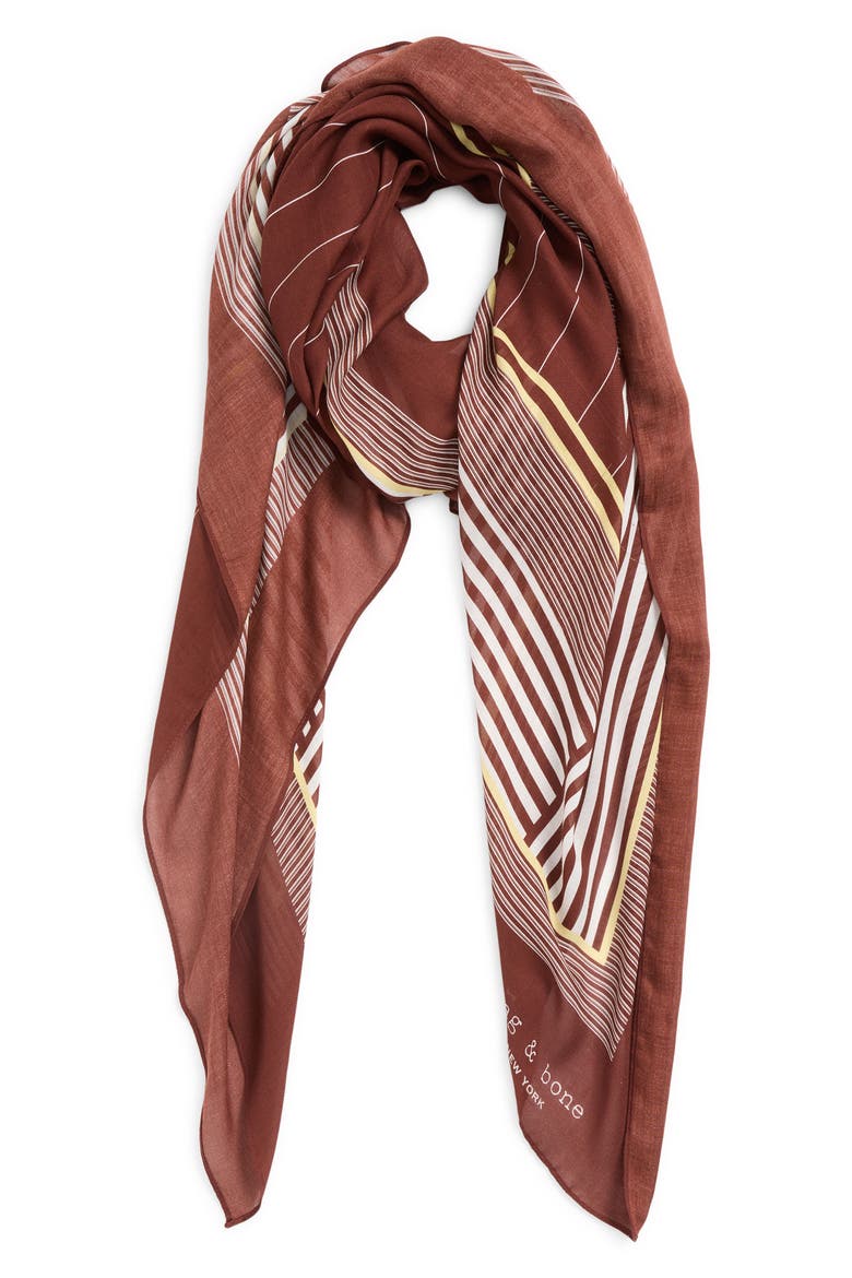 Pinstripe Square Scarf, Alternate, color, DEEP PLUM