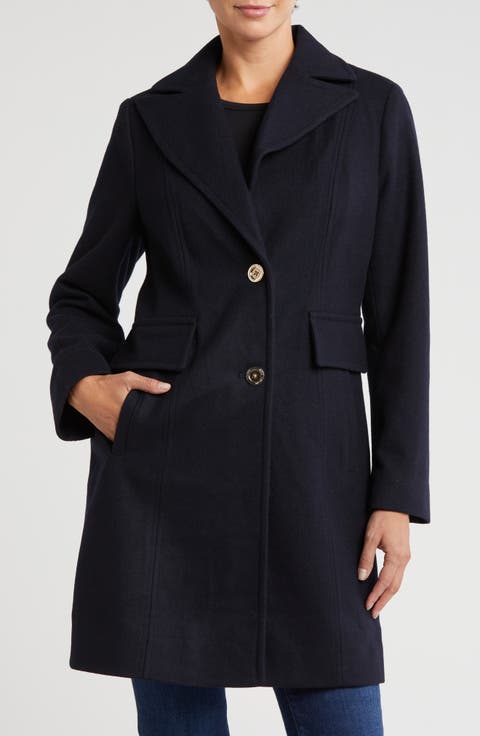 Peak Lapel Wool Blend Coat
