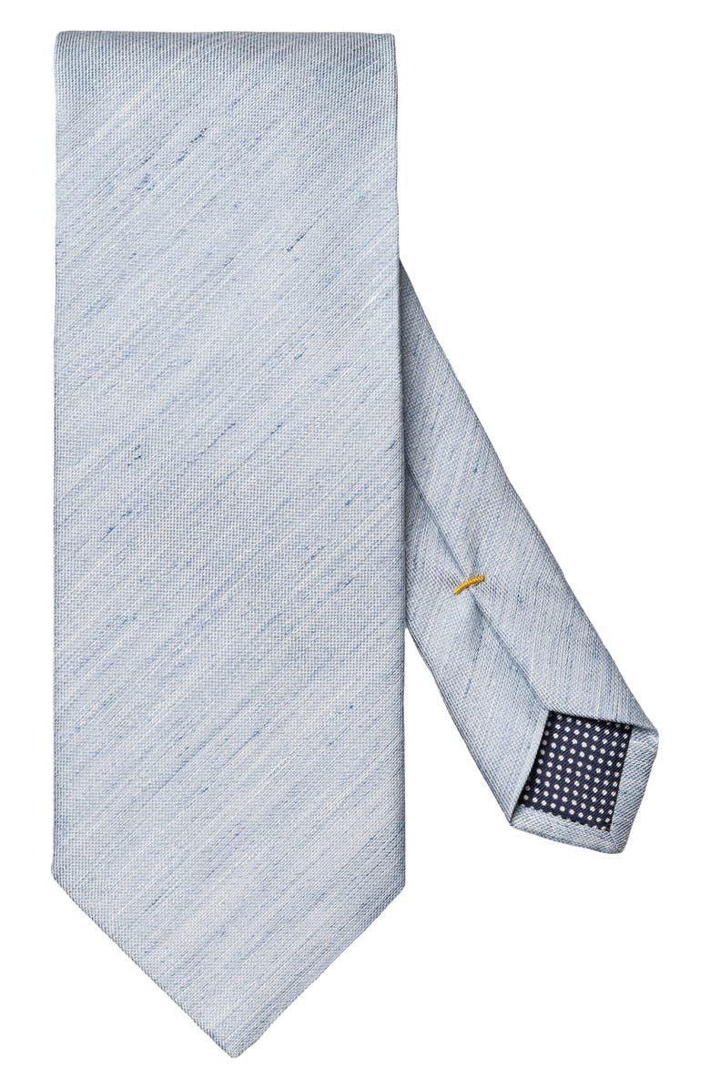Eton Light Blue Solid Linen & Silk Tie, Main, color, Light Blue