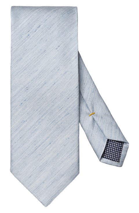 Light Blue Solid Linen & Silk Tie
