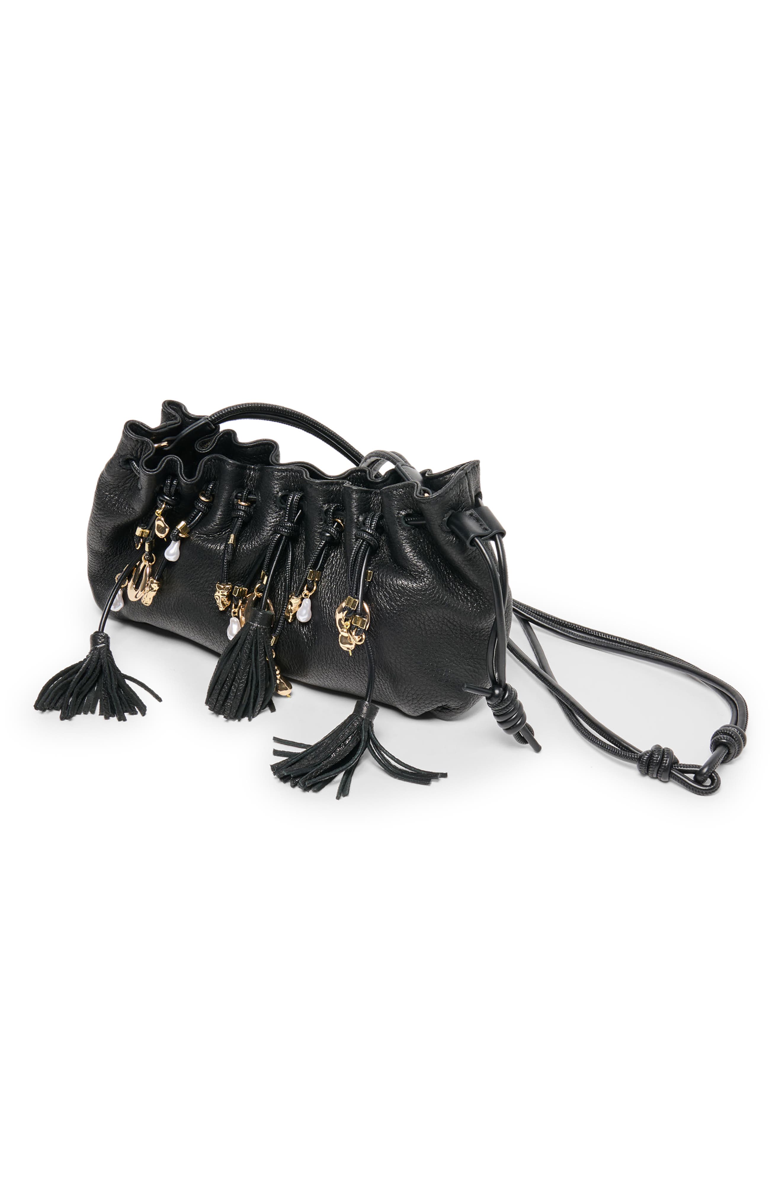 Tori Leather Shoulder Bag, Alternate, color, BLACK
