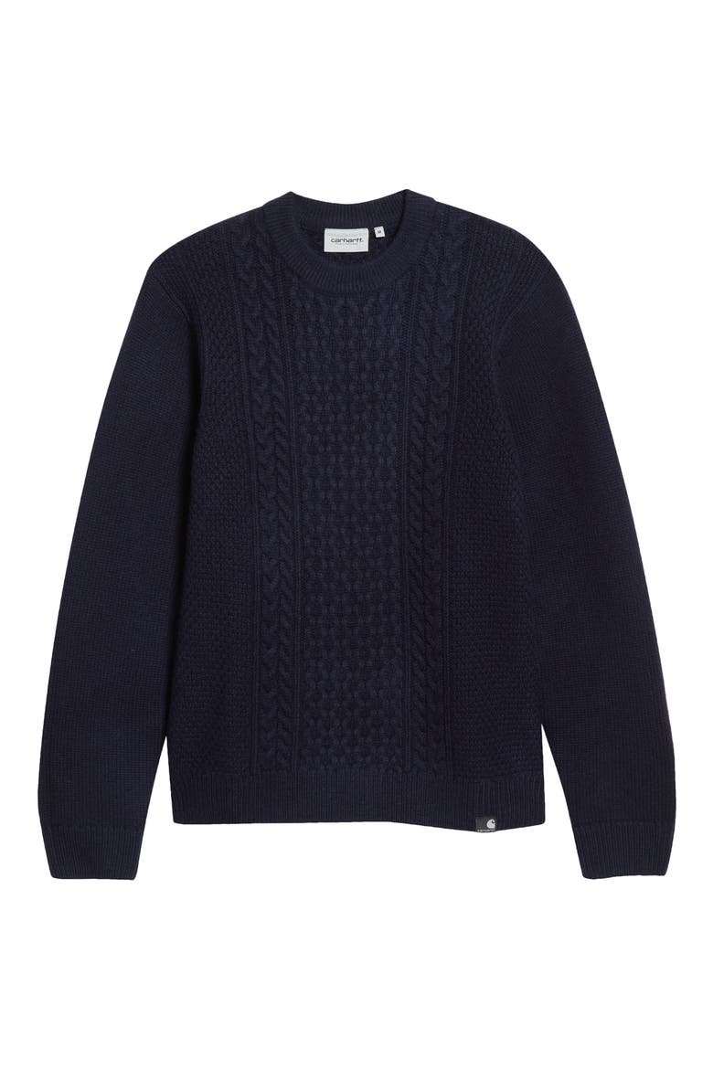 Caster Cable Knit Sweater, Main, color, DARK NAVY