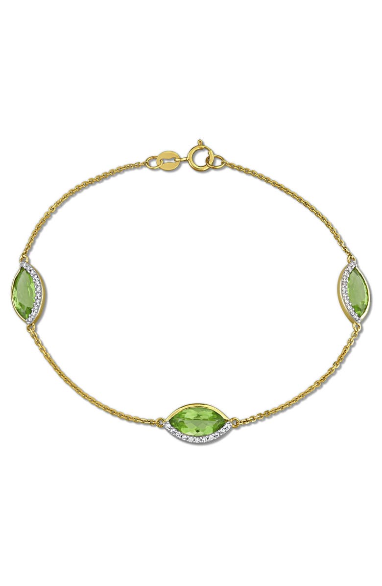 Julianna B. Gemstone & Diamond Station Bracelet 14K, Main, color, Peridot