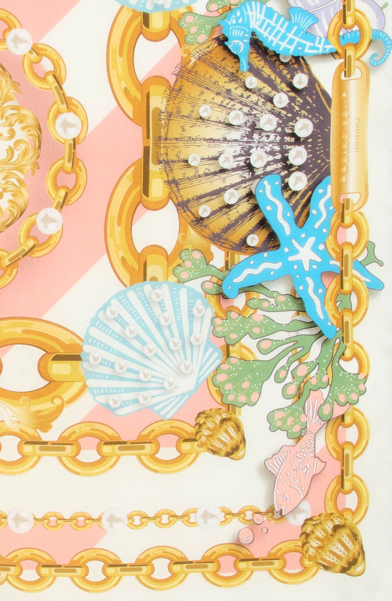 Kurt Geiger London Beach Print Silk Square Scarf, Alternate, color, 