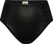 L'AGENCE Vanessa Luxe Faux Leather High Waist Bikini Bottoms