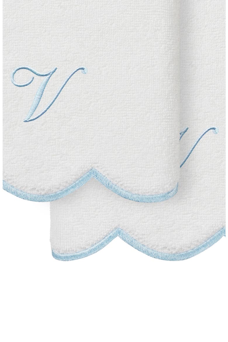 Scallop Personalized Monogram 2-Piece Hand Towel Set, Alternate, color, WHITE/ BLUE V