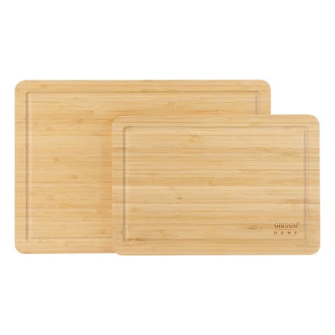 2pc Rectangle Wood Cutting Board Set w/ Juice Grooves