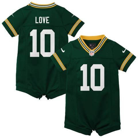 Newborn Nike Jordan Love Green Green Bay Packers Romper Game Jersey