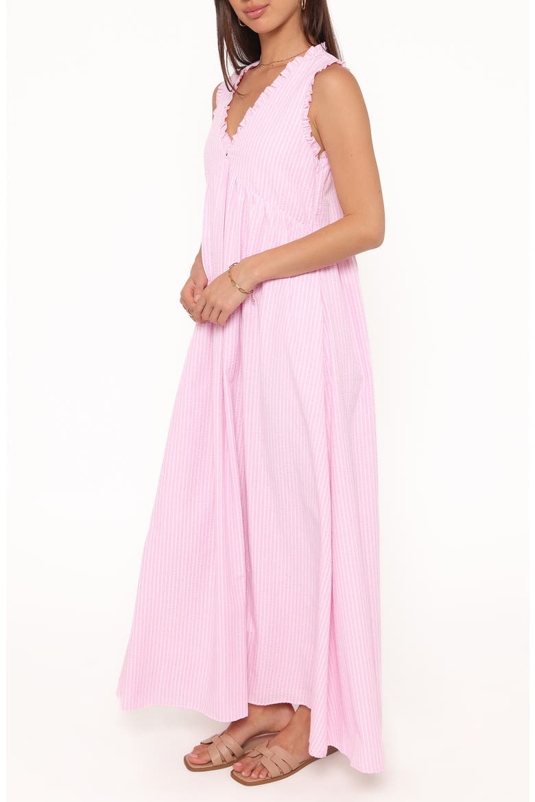 Kalan Ruffle Trim Maxi Dress, Alternate, color, PINK STRIPE