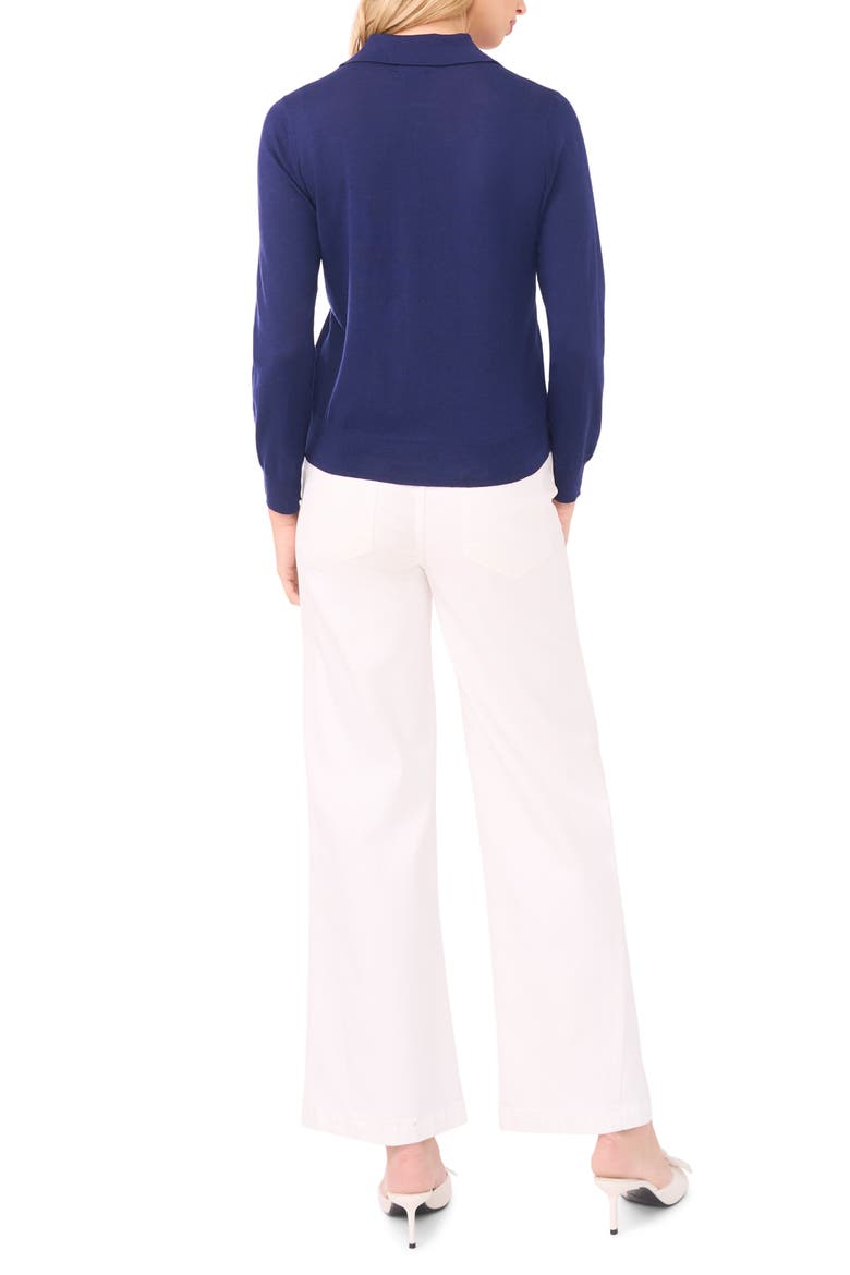 Collared Cotton Blend Cardigan, Alternate, color, OCEAN CAVERN