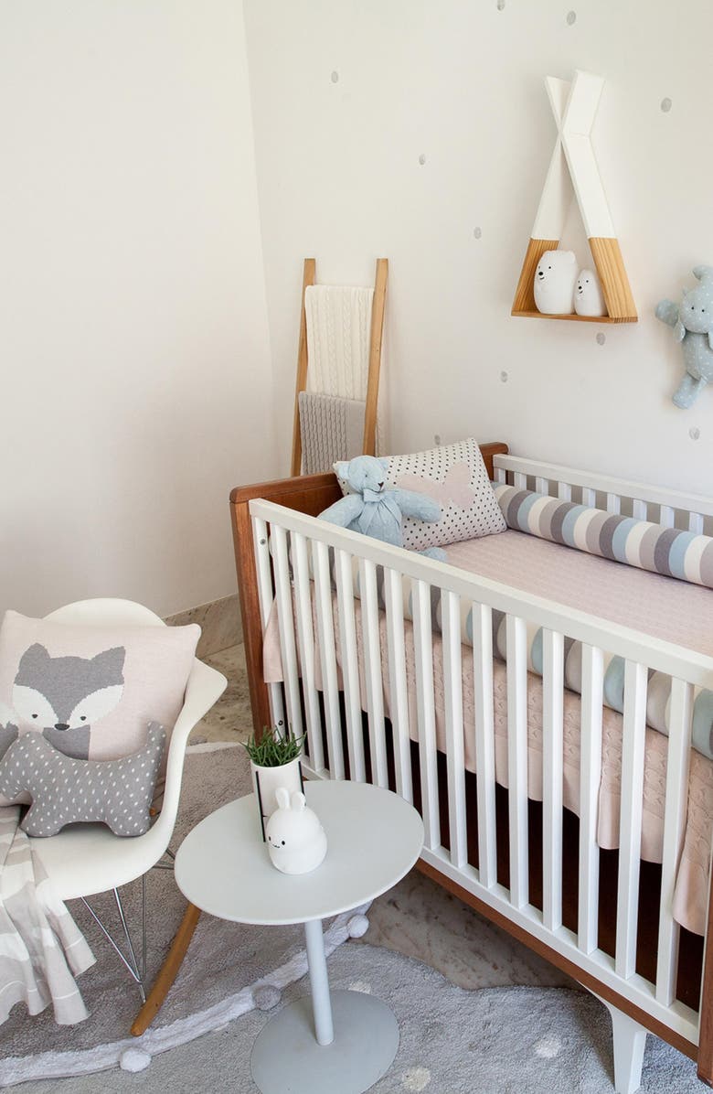 RIAN TRICOT Fox Square Throw Pillow, Alternate, color, Light Pink