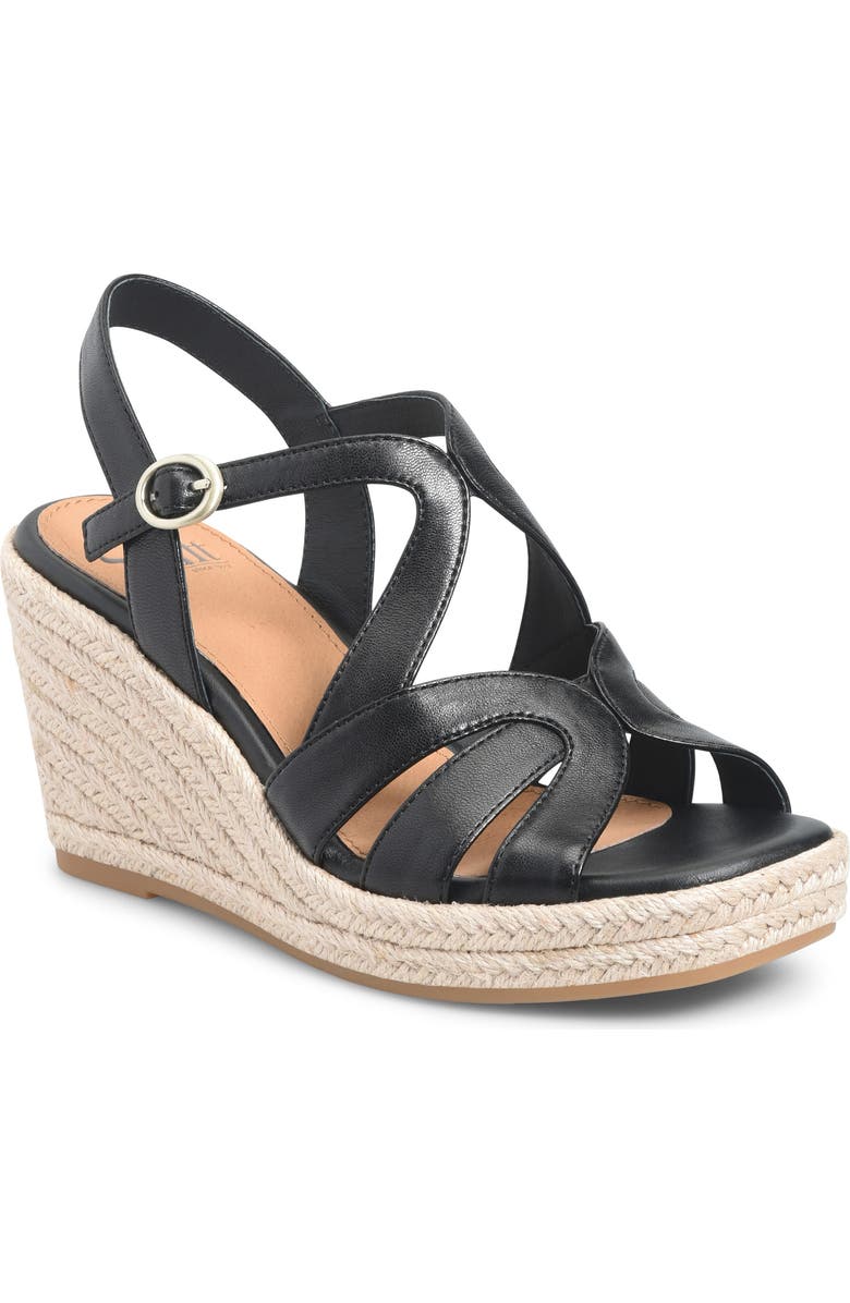Söfft Norma Slingback Espadrille Platform Wedge Sandal, Main, color, Black